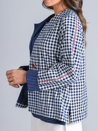 Indigo Checks Fold-Up Jacket Rang Creations