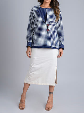 Indigo Checks Fold-Up Jacket Rang Creations