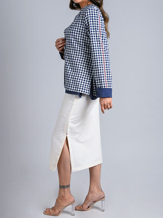Indigo Checks Fold-Up Jacket Rang Creations