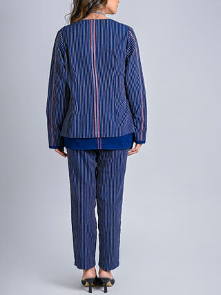 Indigo Stripe Handwoven Cotton Short Jacket Rang Creations