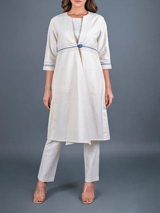 Natural White Handwoven Cotton Jacket Rang Creations