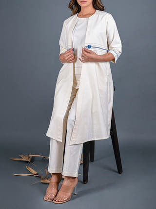 Natural White Handwoven Cotton Jacket Rang Creations