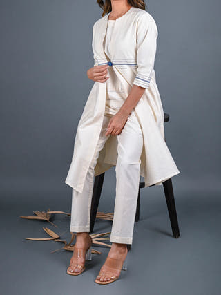 Natural White Handwoven Cotton Jacket Rang Creations