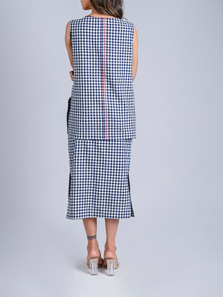 Indigo Checks Handwoven Cotton Tank Rang Creations