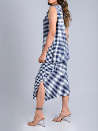 Indigo Checks Handwoven Cotton Tank Rang Creations