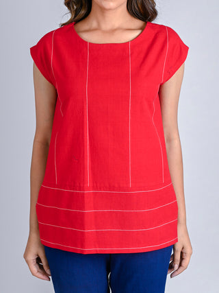 Cherry Red Comfort Fit Tunic Rang Creations