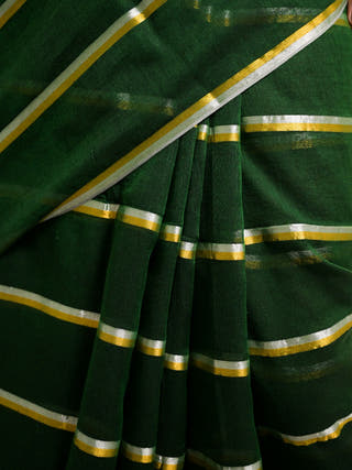 Raagvi Green Handloom Mul Cotton Saree
