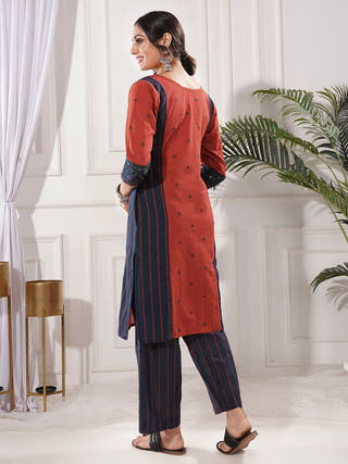 Raaya Red Cotton Kurta Set