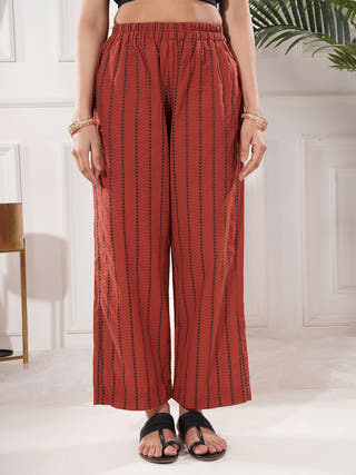 Ravya Red Cotton Palazzo