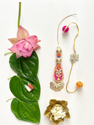 Rimjhim Gota Patti Rakhi and Lumba Set