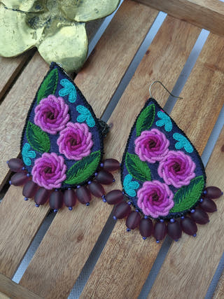 Rose Garden Earrings Navy Blue