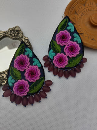 Rose Garden Earrings Navy Blue