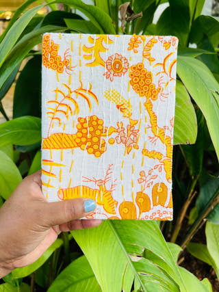 Saffron Upcycled Fabric Journal Unruled Pages Kauseyah