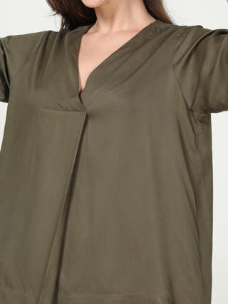 Classic Modal Front Pleat Top Olive