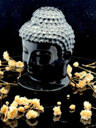 Black Obsidian Buddha Face Hand Carved Crystal