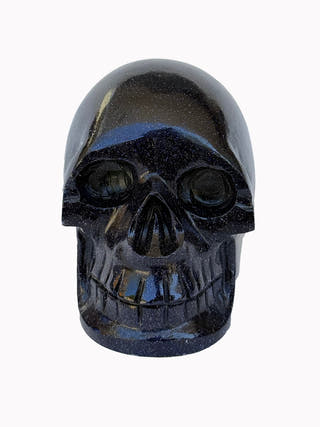 Blue Goldstone Crystal Skull