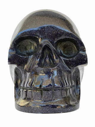Blue Goldstone Crystal Skull