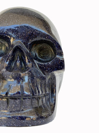 Blue Goldstone Crystal Skull