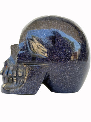 Blue Goldstone Crystal Skull