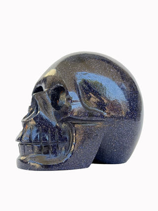 Blue Goldstone Crystal Skull