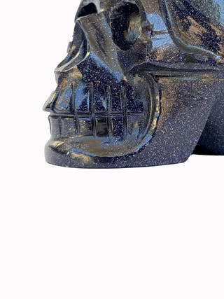 Blue Goldstone Crystal Skull