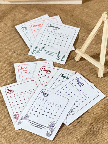 Plantable Calendar 2025 | Seed Paper | Eco-friendly | With wooden easel stand | Sustainable Gifting | Made in India