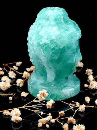 Fluorite Buddha Face Hand Carved Crystal