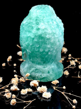 Fluorite Buddha Face Hand Carved Crystal