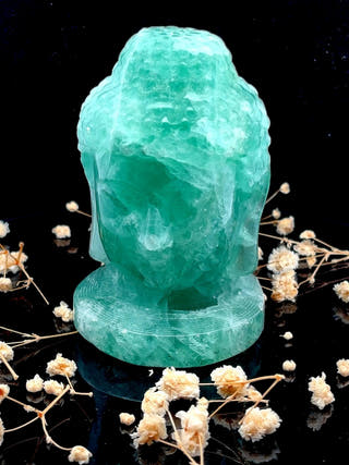 Fluorite Buddha Face Hand Carved Crystal