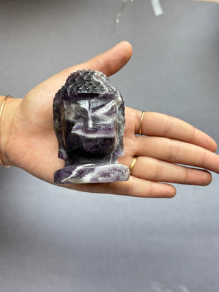 Amethyst Buddha Face Hand Carved Crystal