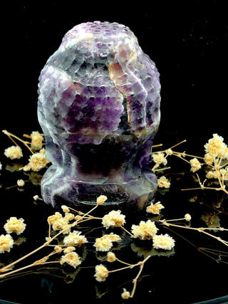 Amethyst Buddha Face Hand Carved Crystal