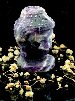 Amethyst Buddha Face Hand Carved Crystal
