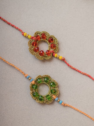 Heritage Threads Crochet Rakhi (Set Of 2)