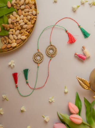 Moon Ring Crochet Rakhi (Set Of 2)