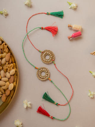 Moon Ring Crochet Rakhi (Set Of 2)