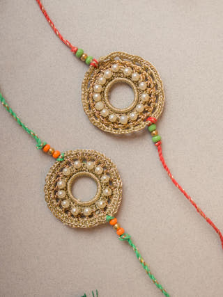 Moon Ring Crochet Rakhi (Set Of 2)