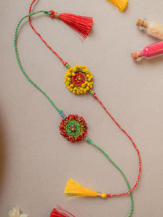 Beaded Glow Crochet Rakhi (Set Of 2)