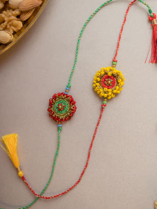 Beaded Glow Crochet Rakhi (Set Of 2)
