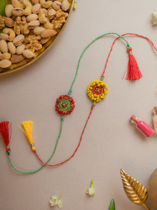 Beaded Glow Crochet Rakhi (Set Of 2)