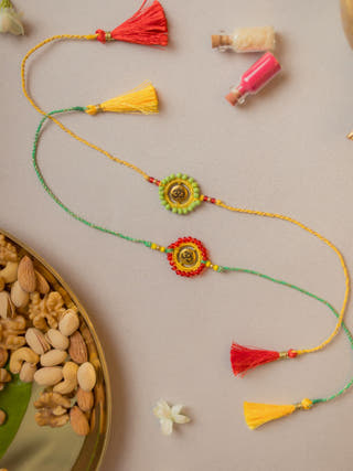 Om Aura Crochet Rakhi (Set Of 2)