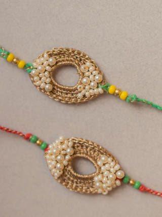 Moon And Shine Crochet Rakhi (Set Of 2)