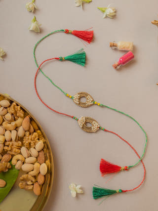 Moon And Shine Crochet Rakhi (Set Of 2)