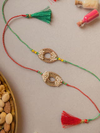 Moon And Shine Crochet Rakhi (Set Of 2)