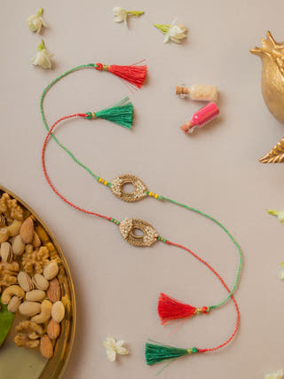 Moon And Shine Crochet Rakhi (Set Of 2)