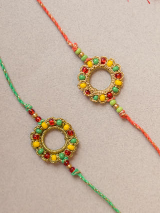 Rainbow Ring Crochet Rakhi (Set Of 2)