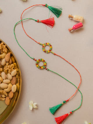 Rainbow Ring Crochet Rakhi (Set Of 2)