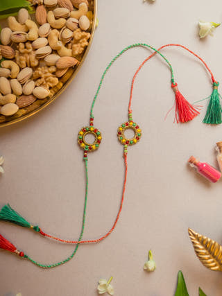 Rainbow Ring Crochet Rakhi (Set Of 2)