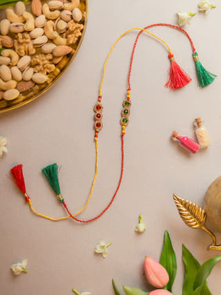 Jewelled Chain Crochet Rakhi (Set Of 2)