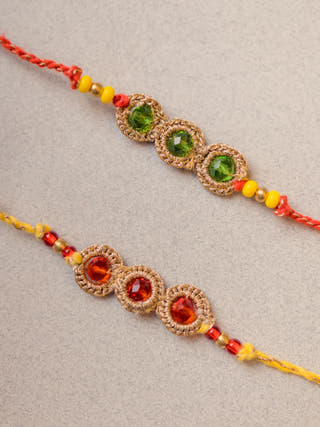 Jewelled Chain Crochet Rakhi (Set Of 2)