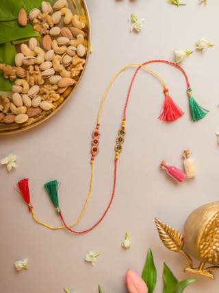 Jewelled Chain Crochet Rakhi (Set Of 2)